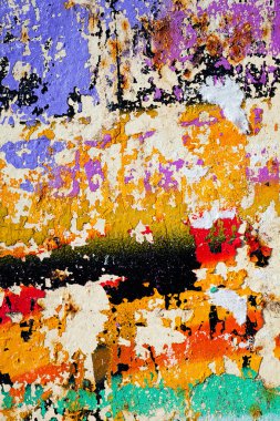 Birçok renge sahip bir kapatma duvarının soyutlanması, alanın sığ derinliğine dikkat edin