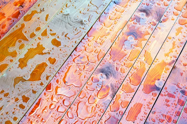 Drops Water Wooden Floor — Stock Photo, Image