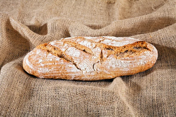 Pane Appena Sfornato Fatto Casa Panno Lino — Foto Stock