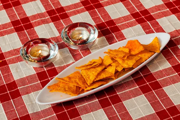 Majs Nachos Rutig Bakgrund — Stockfoto