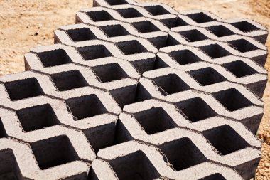 hollow concrete slabs for the construction of parking places