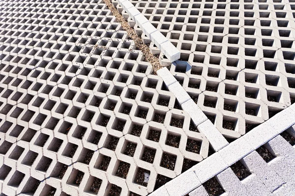 Parking Places Hollow Concrete Slabs Sidewalk — 스톡 사진