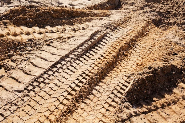 Mindre Sand Med Däckspår Konstruktion — Stockfoto