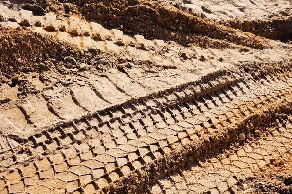 Kleinerer Sand Mit Reifenspuren Bau — Stockfoto