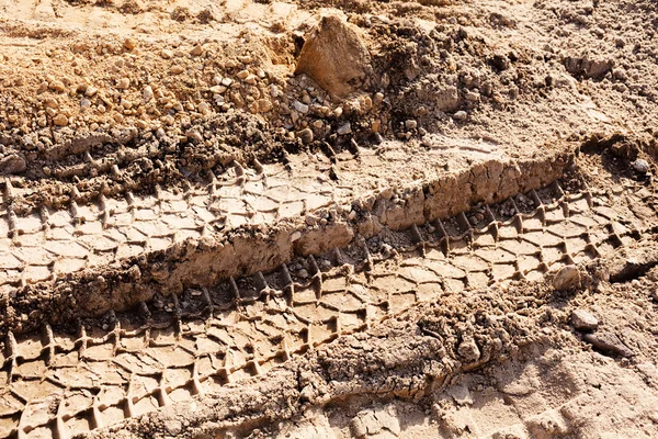 Kleinerer Sand Mit Reifenspuren Bau — Stockfoto