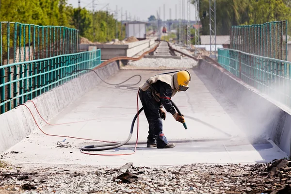 Betonstrahlen Beachten Sie Die Geringe Schärfentiefe — Stockfoto