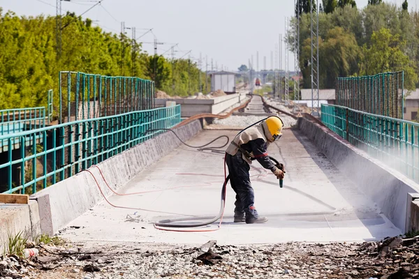 Betonstrahlen Beachten Sie Die Geringe Schärfentiefe — Stockfoto