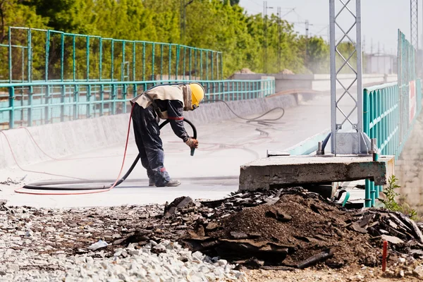 Betonstrahlen Beachten Sie Die Geringe Schärfentiefe — Stockfoto