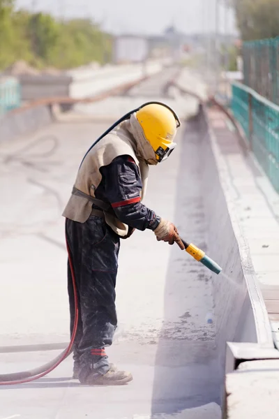 Betonstrahlen Beachten Sie Die Geringe Schärfentiefe — Stockfoto