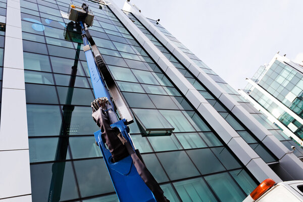 cranes for washing windows on buildings