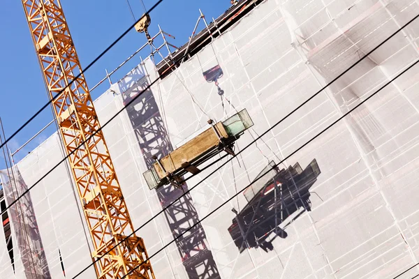 Bâtiment Construction Avec Échafaudage Grue — Photo