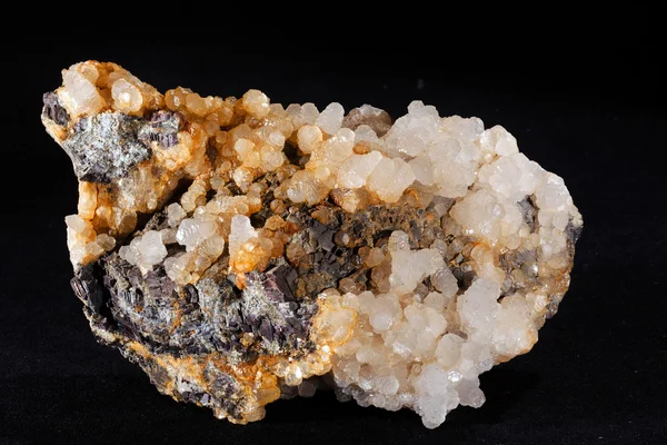 Mineral Calcita Del Grupo Carbonato Sobre Fondo Negro — Foto de Stock