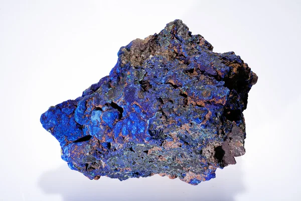 Azurite Malachite Minérale Sur Fond Blanc — Photo