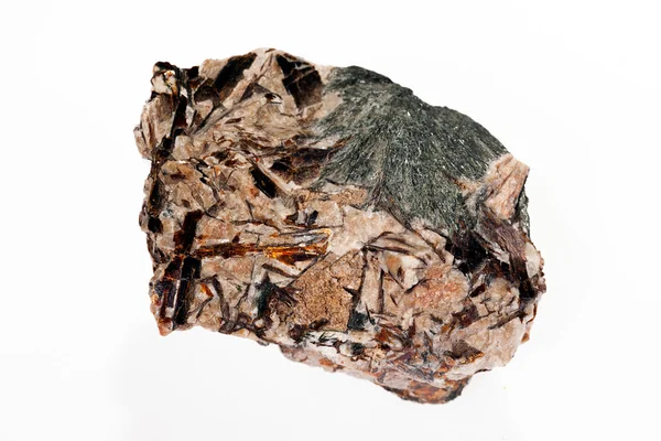 Astrophyllite Mineral Den Vita Bakgrunden — Stockfoto