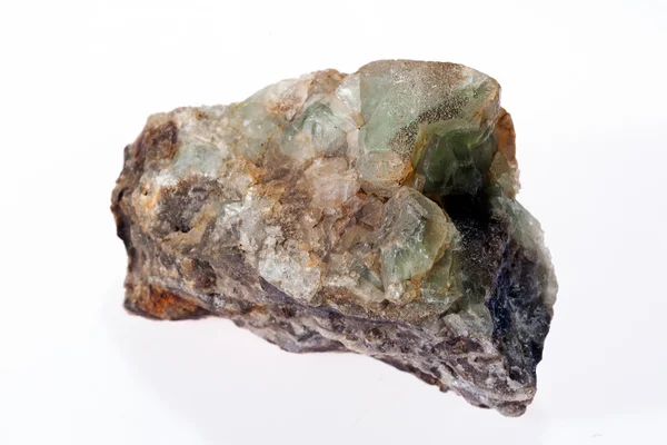 Minerale Fluorite Sullo Sfondo Bianco — Foto Stock