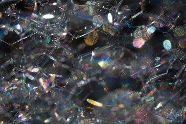 Bulanık arkaplan için sabun köpüklerinden yansıyan ışığın yansıması.