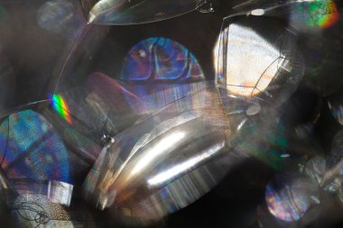 Bulanık arkaplan için sabun köpüklerinden yansıyan ışığın yansıması.