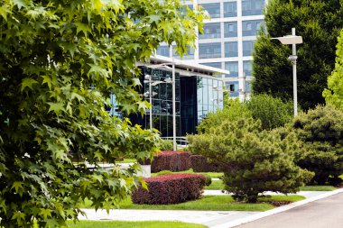 ticari binalar önünde parkta dekorasyon