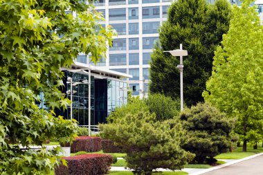 ticari binalar önünde parkta dekorasyon