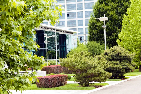 ticari binalar önünde parkta dekorasyon