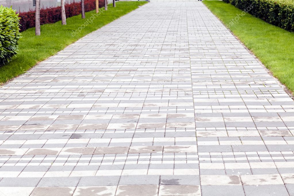 paved promenade, note shallow depth of field