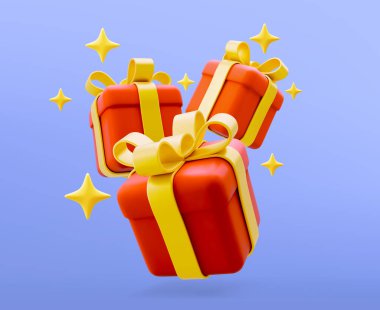 Vektör illüstrasyon hediye kutusu. Noel, yeni yıl, indirim, alışveriş. Yay kurdeleli hediye kutusu. Sevgililer Günü için hediye kutusu, doğum günü, tatil.