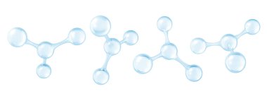 3 boyutlu moleküller veya atom modelleri. Beyaz arka planda izole edilmiş 3 boyutlu moleküler yapılar. Biyokimyasal, eczacılık, güzellik ve tıp kavramı. Bilim ya da tıp.