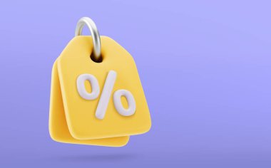 Yüzde ile 3D Vector Price etiketleri. İndirim, mal satışları, ürünler. Simge, web tasarımı. İş ve finans.