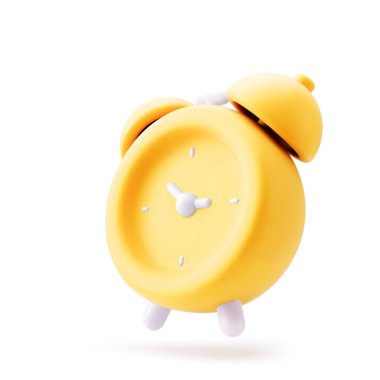 Çalan çalar saat 3D gerçekçi canlandırma vektör illüstrasyonu. Alarm saati hacimsel düğmesi 3B simge, anımsatma ve son teslim tarihi uyarı simgesi.