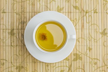 Yeşil çay ile beyaz fincan