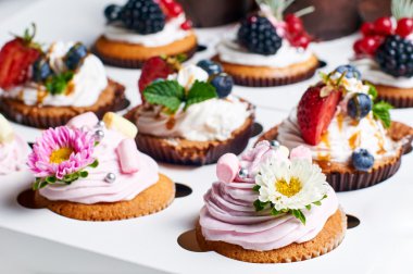 Bir sürü güzel kek ile bir kutu / kek kutlamak için.