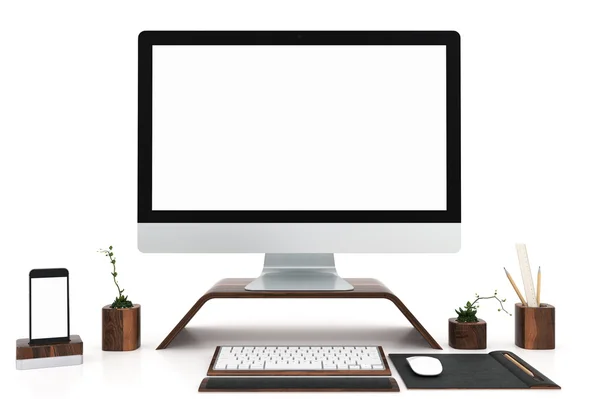 Display Mock-up in interior. Template device for mock-up. White screen device for the layout. — Stock Photo, Image