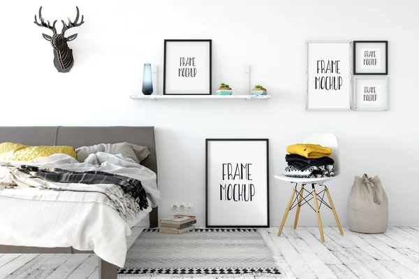 Frame mockup, Poster mock-up, Product Mockups, Canvas Mockup, Apresentação obra de arte, estilo escandinavo — Fotografia de Stock