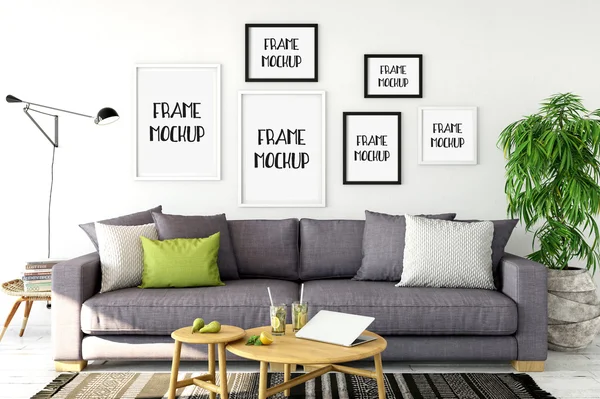 Mockup cornice, Mock-up poster, Mockup prodotto, Canvas Mockup, Presentazione opera d'arte, stile scandinavo — Foto Stock