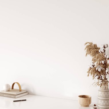 Boho tarzı. Duvar modeli. Duvar sanatı 3d görüntüleme, 3d illüstrasyon