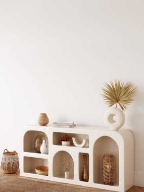 Boho tarzı. Duvar modeli. Duvar sanatı 3d görüntüleme, 3d illüstrasyon