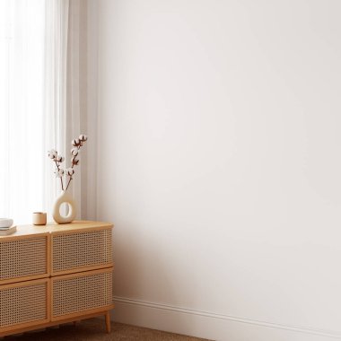 Boho tarzı. Duvar modeli. Duvar sanatı 3d görüntüleme, 3d illüstrasyon