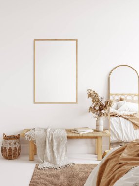  Boho tarzında çerçeve ve poster modeli. 3d görüntüleme, 3d illüstrasyon