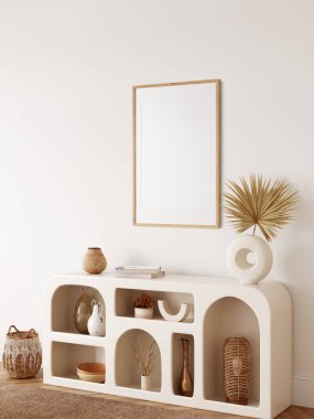  Boho tarzında çerçeve ve poster modeli. 3d görüntüleme, 3d illüstrasyon