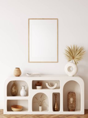  Boho tarzında çerçeve ve poster modeli. 3d görüntüleme, 3d illüstrasyon