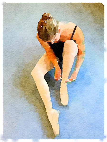DW ballerina att sätta på pointe skor 1 — Stockfoto