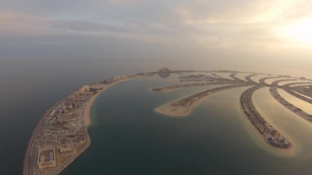 Jumeirah palm  view from the air early in the morning — Stock Video