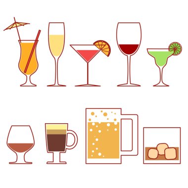 Kokteyllerin simgelerini sıra stilinde ayarlama.