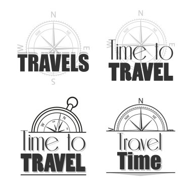 Dört kalıp logo seyahat için. Seyahat için zaman.