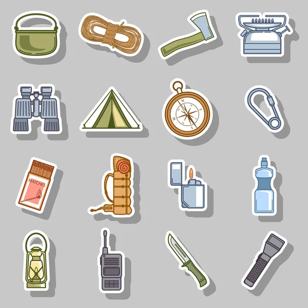 Conjunto de iconos para acampar y senderismo . — Vector de stock