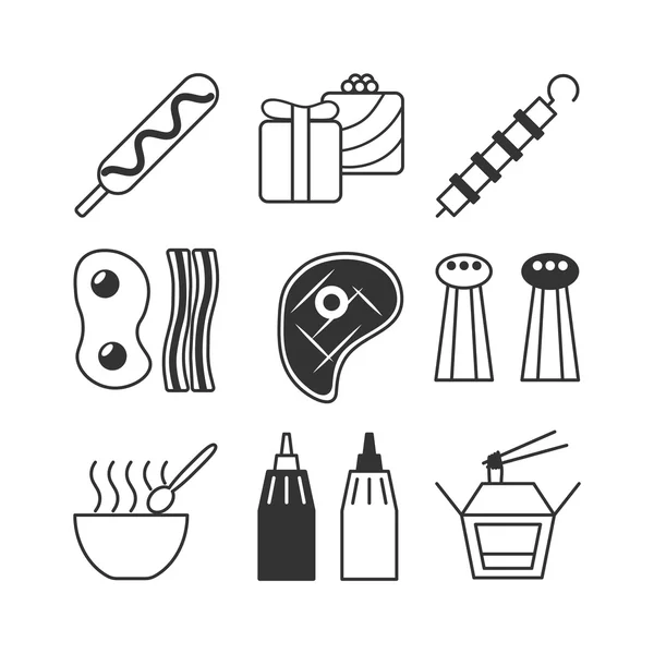 Conjunto de iconos de comida rápida en estilo de línea — Vector de stock