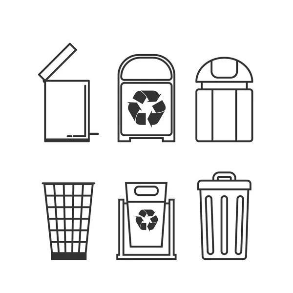 Set of trash can icon in line style — Stock Vector