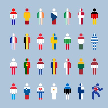 AB bayrakları siluet adam içinde