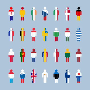 AB bayrakları siluet adam içinde