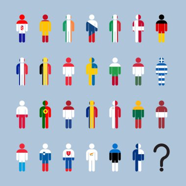 AB bayrakları siluet adam içinde